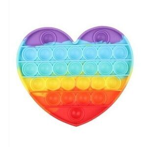 Fidget Toy Love Heart Push Pop Bubble Rainbow Silicone Sensory